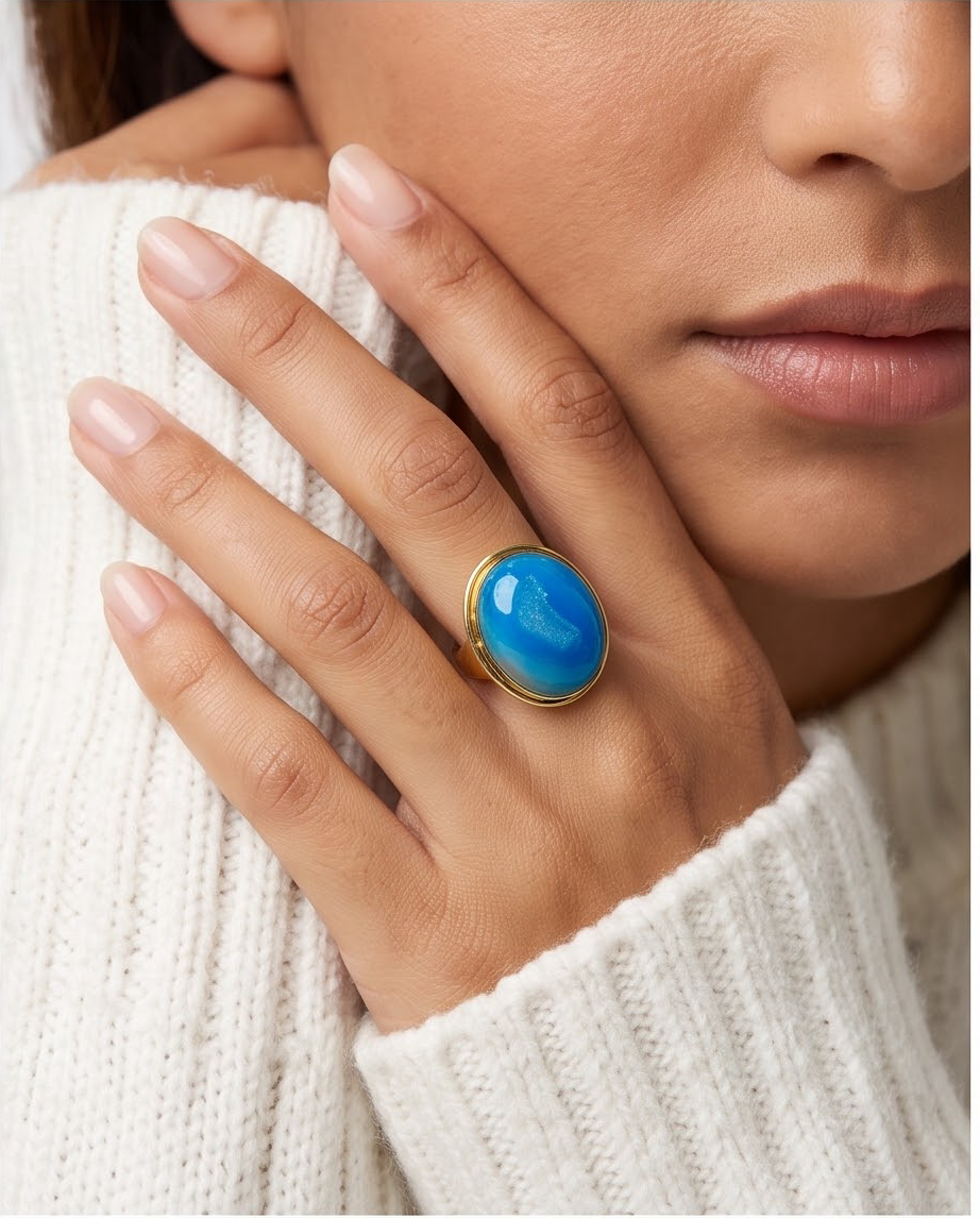 Bague agate druse à cristaux scintillants - Beeld 4 - Uniek handgemaakt sieraad