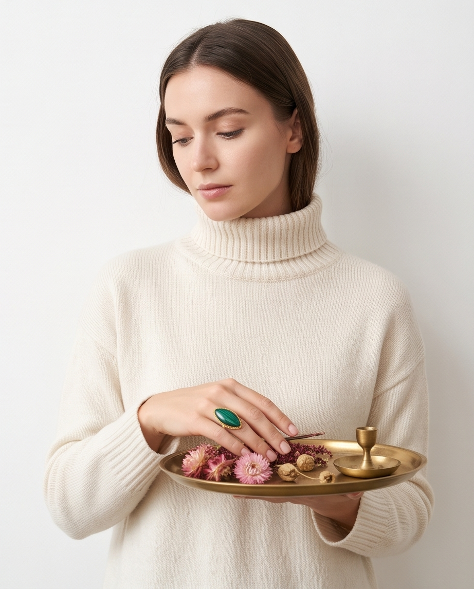 Bague malachite – Forme marquise - Beeld 4 - Uniek handgemaakt sieraad