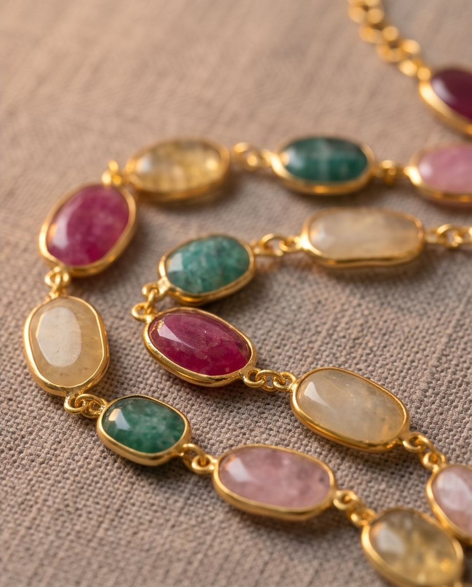 Collier sautoir aux pierres multicolores - Beeld 2 - Uniek handgemaakt sieraad