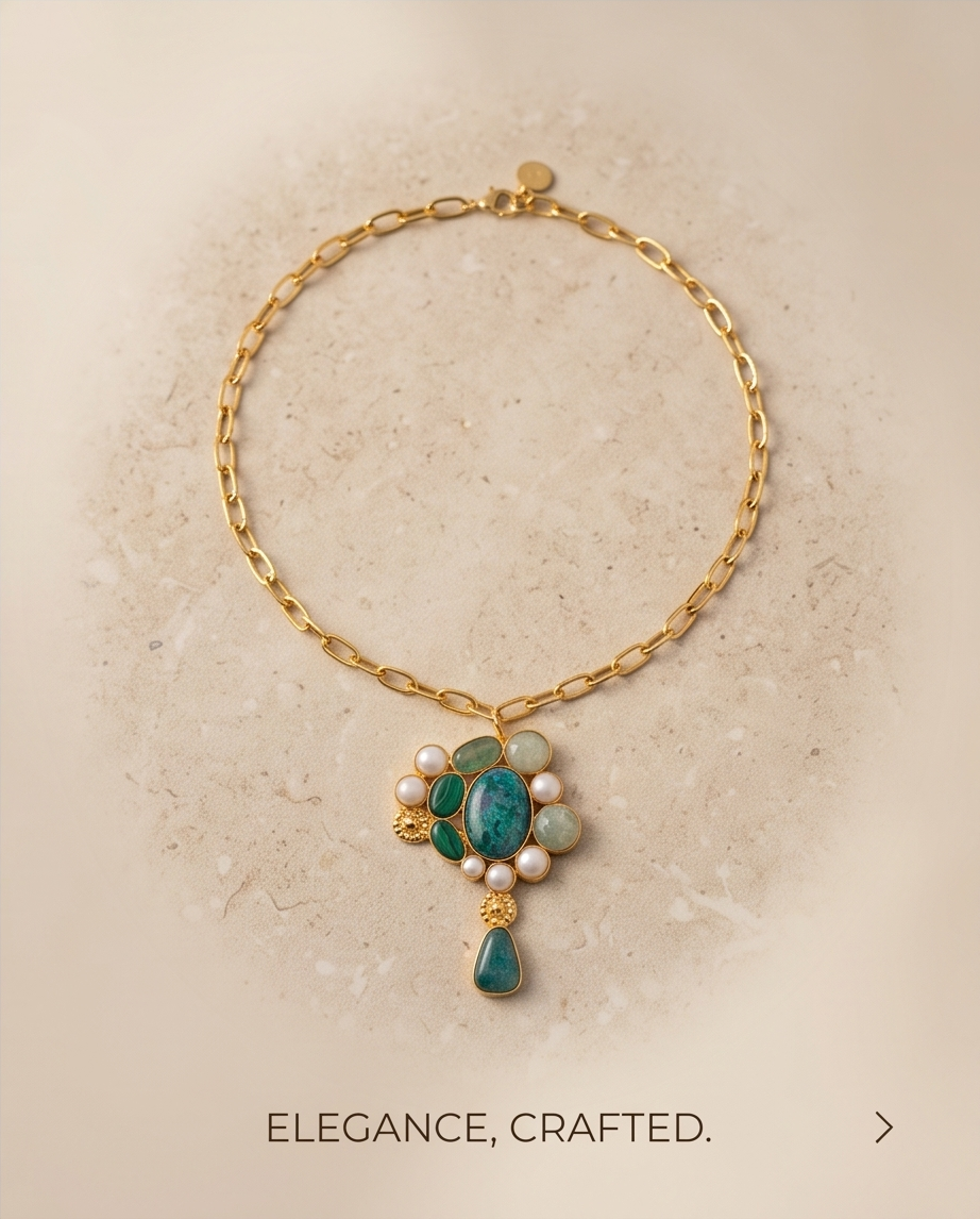 Pendentif apatite, amazonite & perles de culture et sa chaine. - Vue 4 - Pièce unique faite main