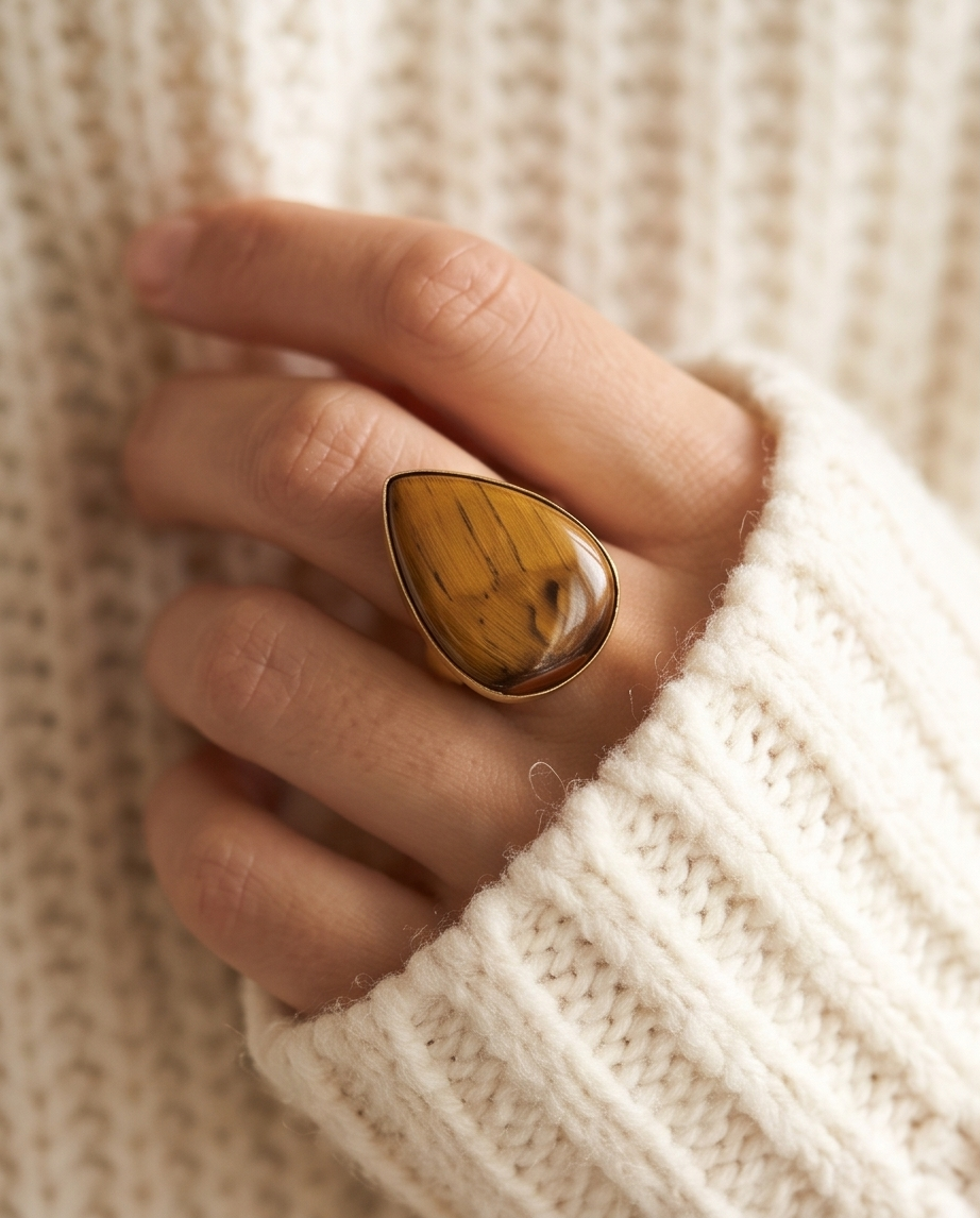 Bague œil de tigre - View 1 - Unique handmade piece