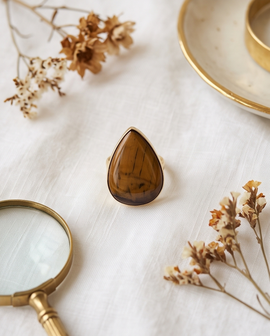 Bague œil de tigre - View 2 - Unique handmade piece