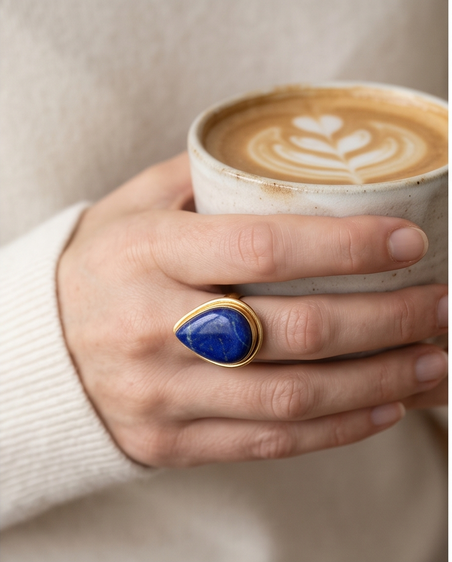Bague lapis-lazuli - Beeld 3 - Uniek handgemaakt sieraad