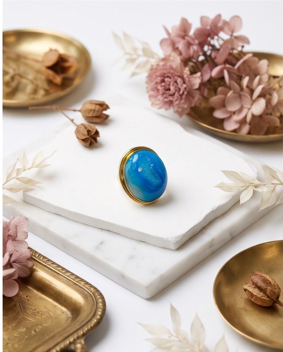 Bague agate druse à cristaux scintillants - Beeld 3 - Uniek handgemaakt sieraad