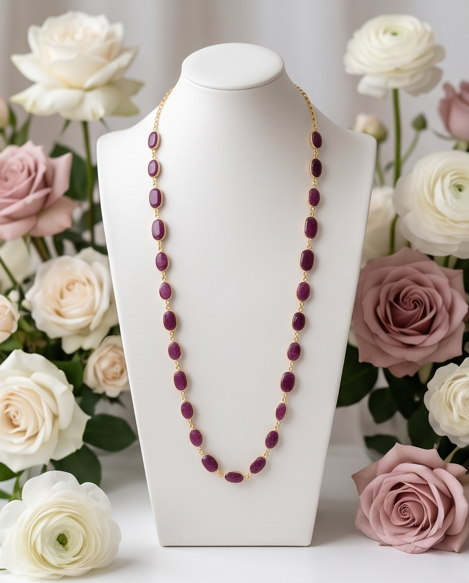Collier sautoir en racine de rubis - Vue 1 - Pièce unique faite main