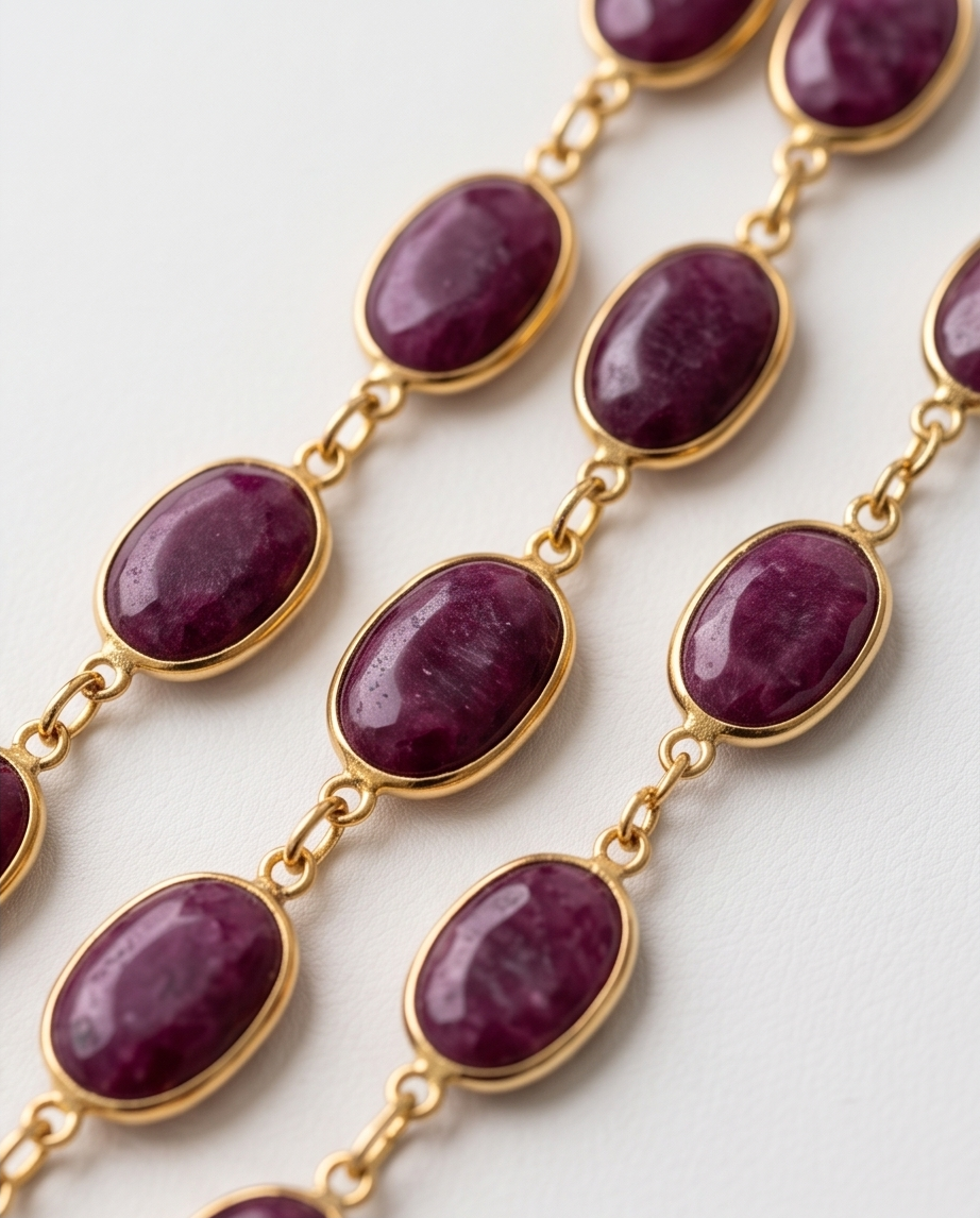 Collier sautoir en racine de rubis - Vue 2 - Pièce unique faite main
