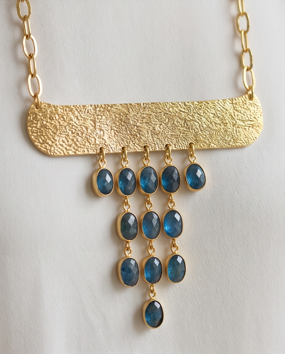 Collier statement racine de saphir. - Vue 5 - Pièce unique faite main