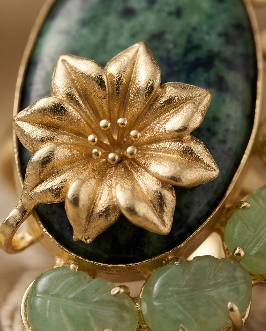 Bague statement racine d’émeraude et quartz - Vue 6 - Pièce unique faite main