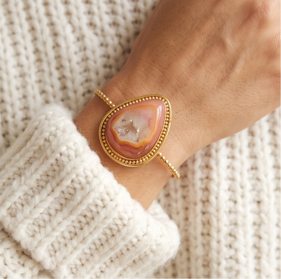 Bracelet agate druse - Beeld 1 - Uniek handgemaakt sieraad