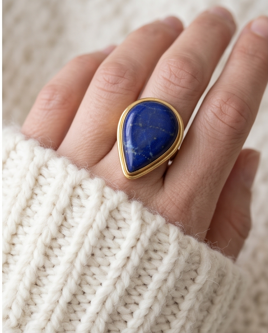 Bague lapis-lazuli - Beeld 4 - Uniek handgemaakt sieraad