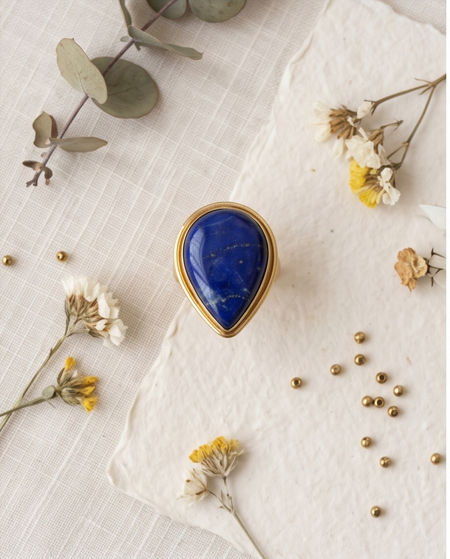 Bague lapis-lazuli - Beeld 1 - Uniek handgemaakt sieraad